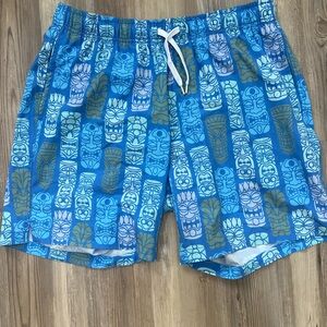 Vibrant Blue and Green Men's Swim Trunks